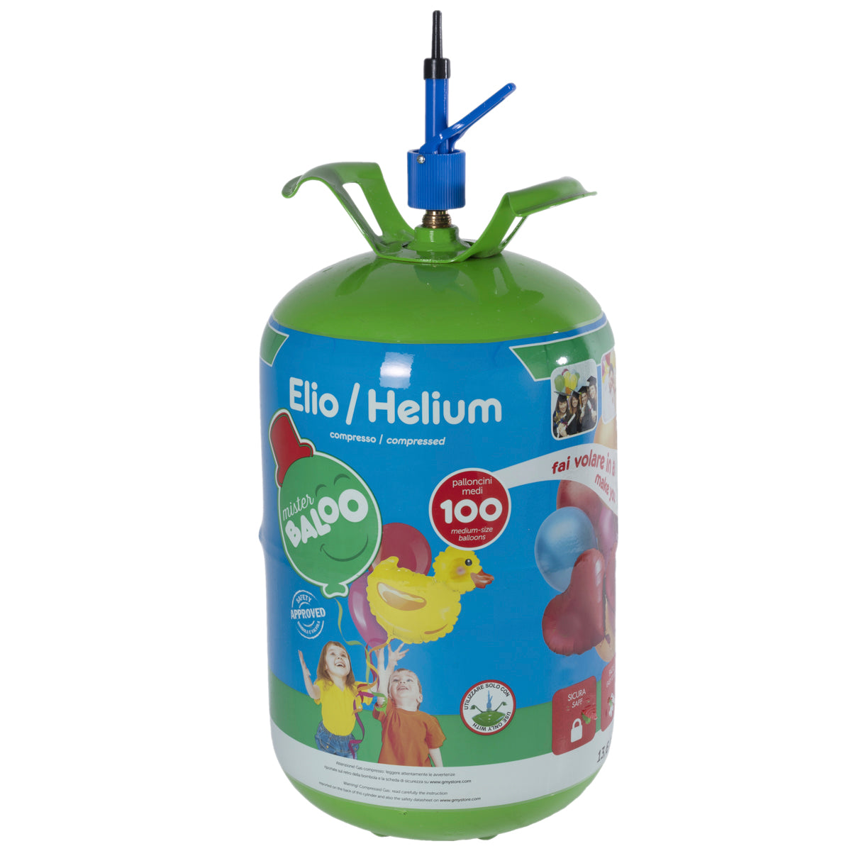 bombola gas elio da 2,2 litri + 30 palloncini multicolor